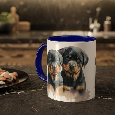 Rottweiler Pupies - Color Accent Mugs, 11oz